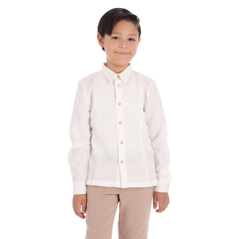 Guayabera Hueso Manga Larga  y Pantalon Jogger Caqui